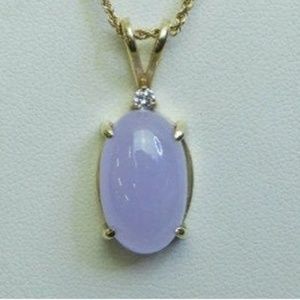 14k Solid Yellow Gold Lavender Jadeite Necklace